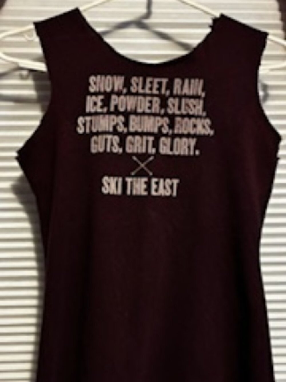 Ski The East Tank Top, Deep Purple color, 100% Cotton, Size Small